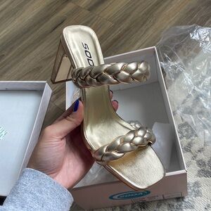 Gold braided heels